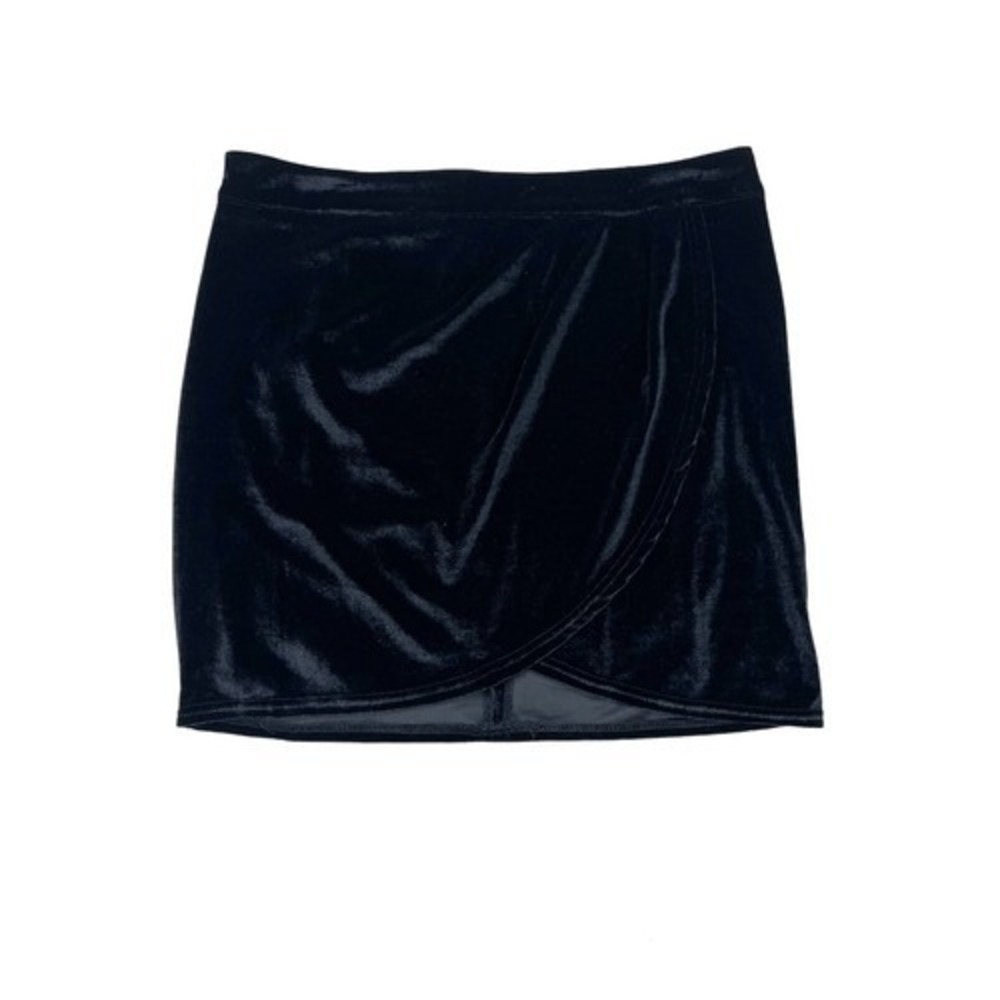 Gianni Bini Black Velvet Foldover Faux Wrap Skirt Size‎ Large